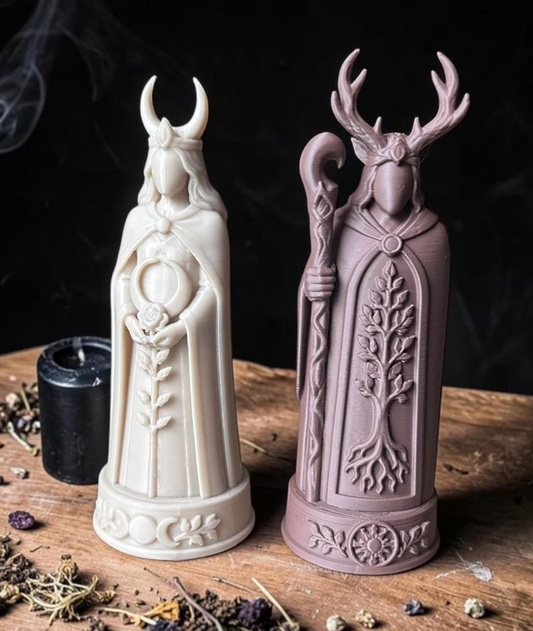 Horned God Goddess Altar Statues