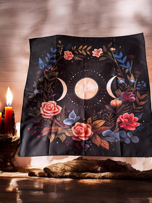 Wiccan Altar Cloth Roses | Sacred Space Decor for Rituals & Ceremonies - boho decor metaphysical space