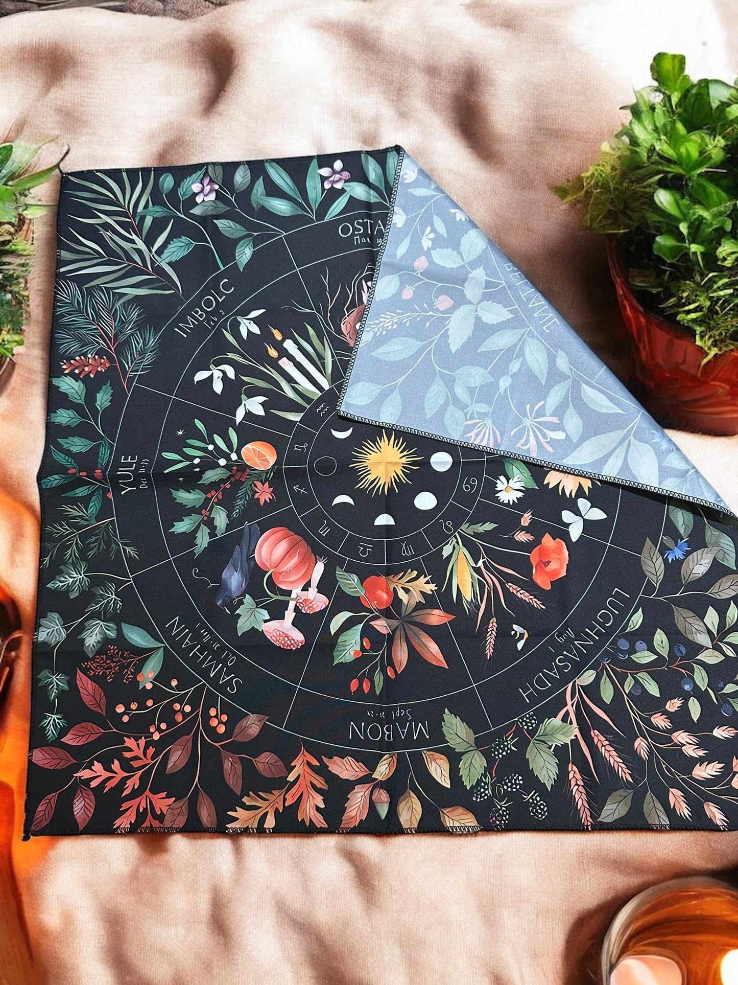 Mystical Mushroom & Moon Phases Altar Cloth – Wiccan, Pagan, Witchcraft Decor